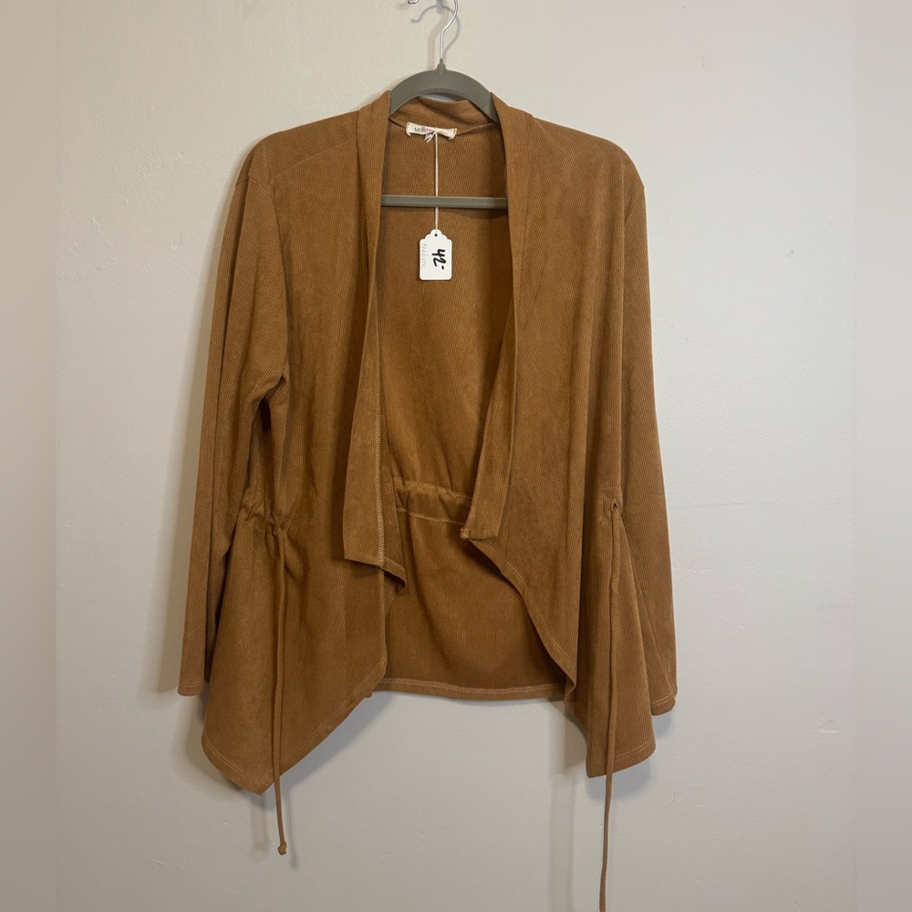 Millibon Tan Ribbed Knit Cardigan